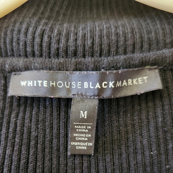 WHBM Black Ribbed Flutter Sleeve Sweater womens size medium - Picture 5 of 12